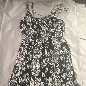 LOFT Monochrome Floral Mini Dress